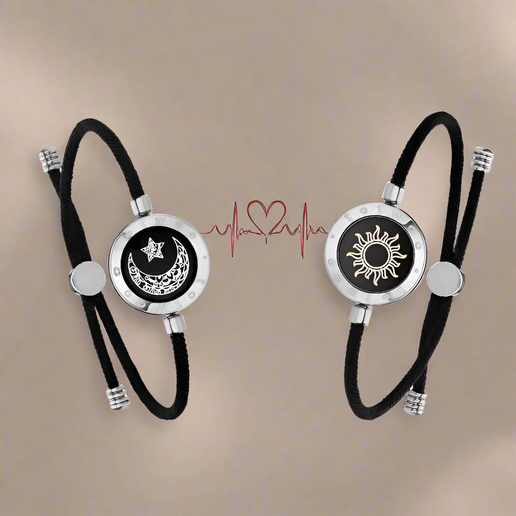 Sun and Moon totwoo Love Bracelets,Long Distance Relationship touch Light up & Vibrate Bracelets for Couples, Gifts