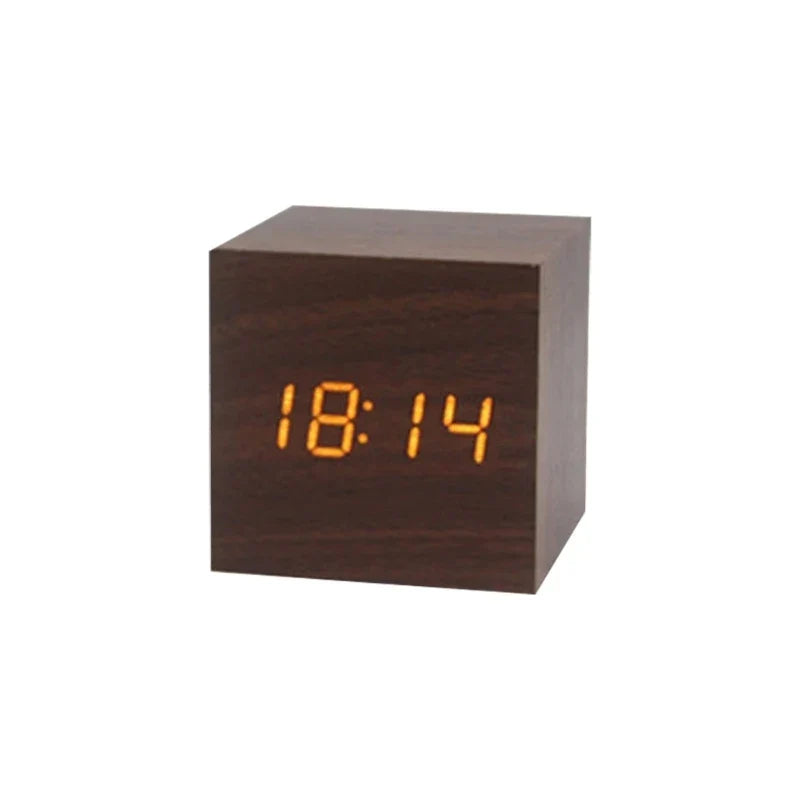 TempTune – Reloj despertador LED de madera con indicador de temperatura