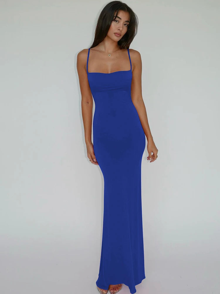 Sara 2024 Lente Mouwloze Rugloze Bodycon Maxi Jurk voor Vrouwen