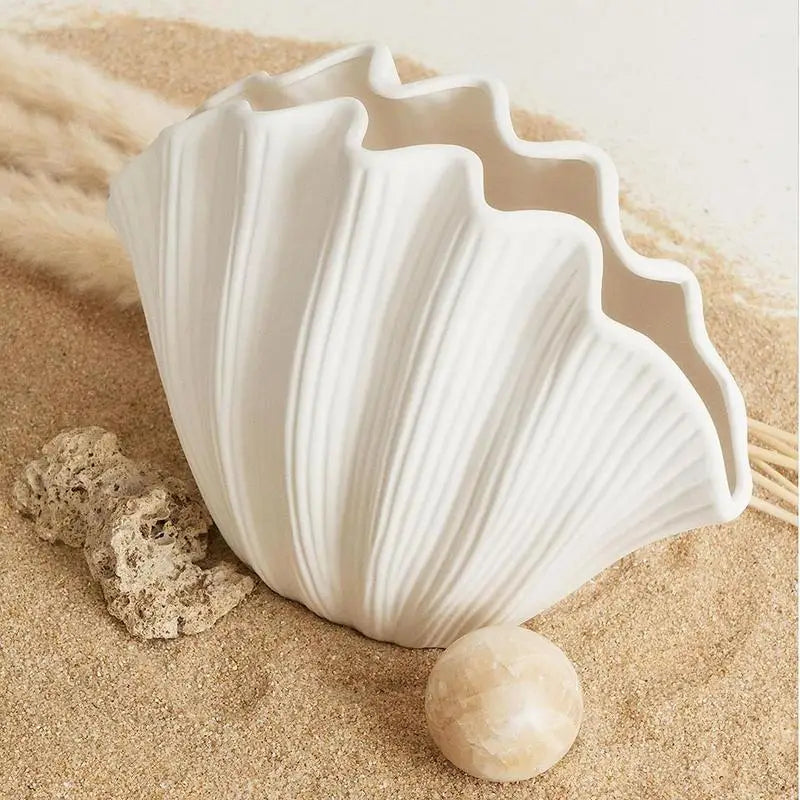 Keramikvas Sea Shell Lotusblad Bladform Blomsterarrangemang Tillbehör Blomvas Terrarium Rumsdekoration Tillbehör