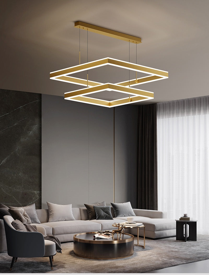 YLK Kare - Moderne led lysekrone for stue luksus kvadratisk design