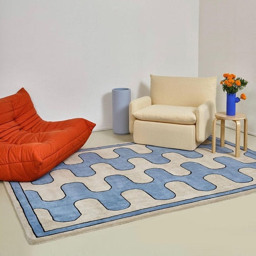 Tapis de chambre en peluche à damier