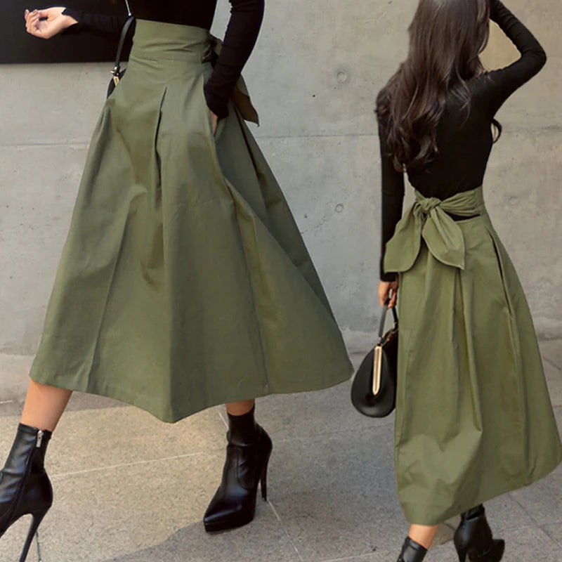 Emilia's Elegance: High-Waisted A-Line Swing Skirt for Women