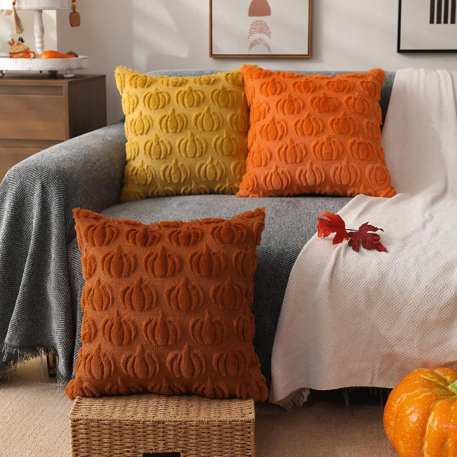 RusticCozy - Kussenhoes van imitatiebont voor herfstdecor