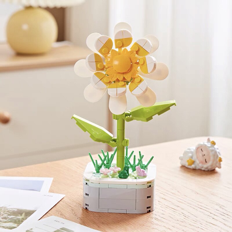 Flower Pot Building Block Decor