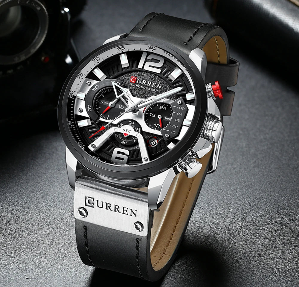 Axel ChronoSport by CURREN – Luxury Military Leather Watch for Men