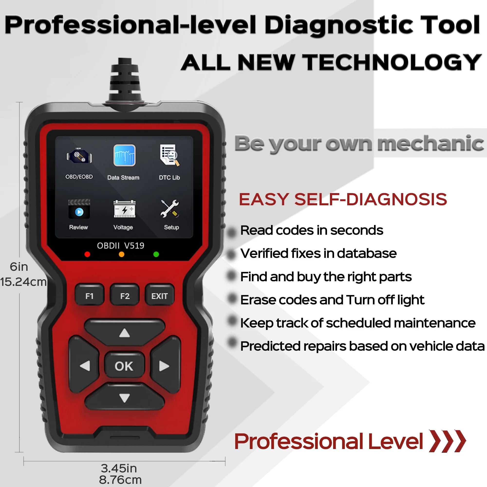 Dati in tempo reale dello scanner OBD2 - Strumento di lettura del codice diagnostico OBDII professionale per la diagnostica di luci del motore di controllo, auto e camion