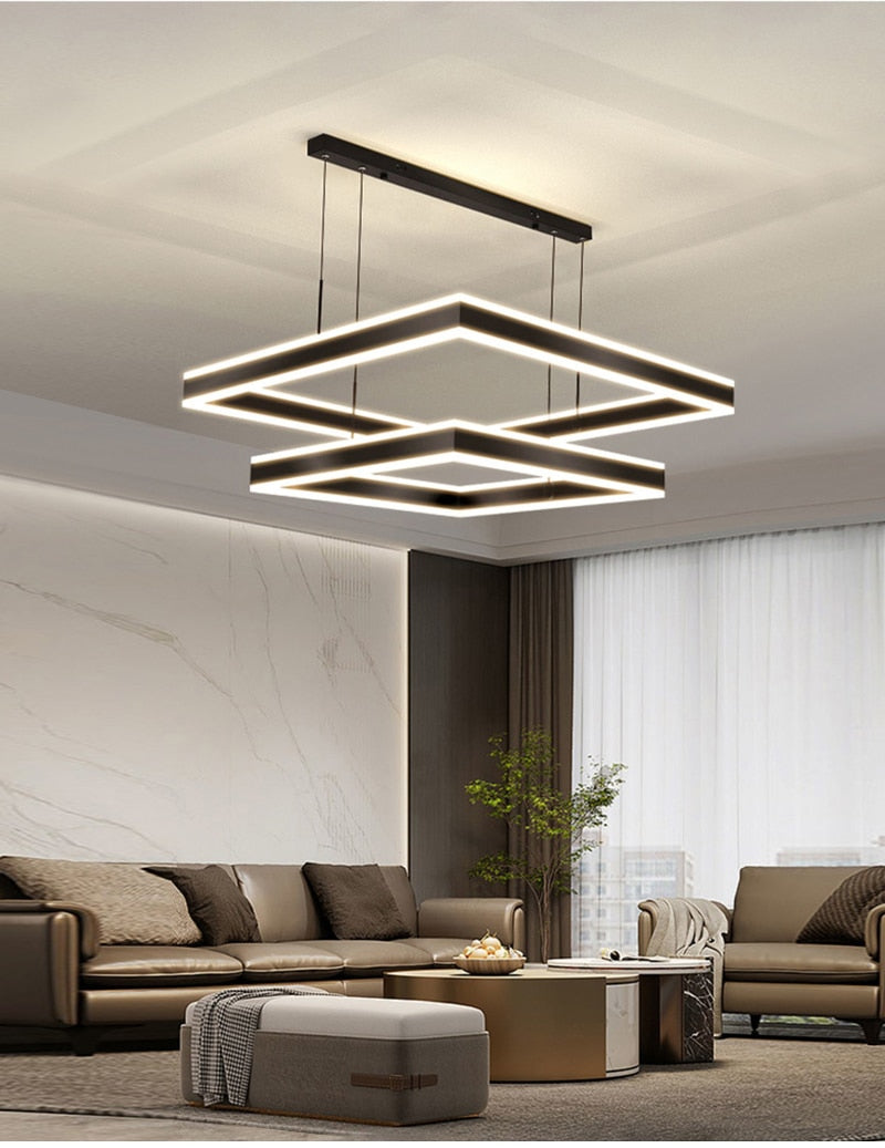 YLK Kare - Moderne led lysekrone for stue luksus kvadratisk design