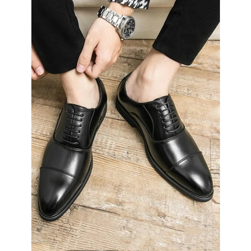 ApexStyle Men's Leather Derby Shoes