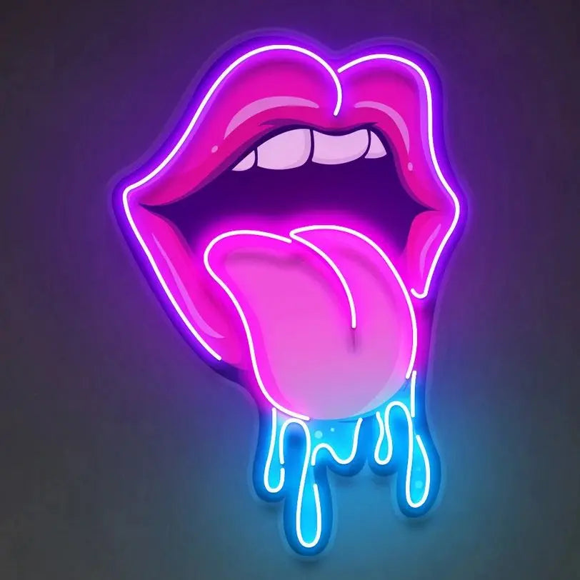 Neon Tropfen Lippen Licht