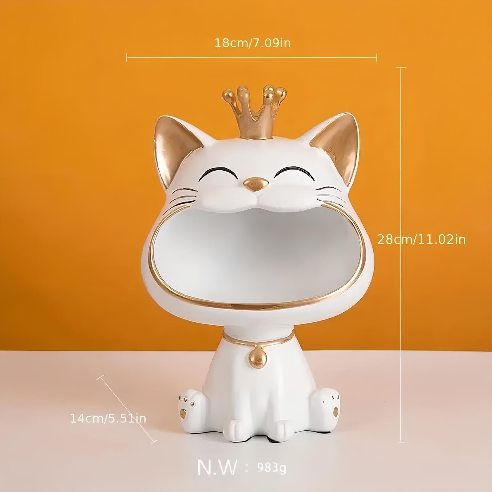 Couronne de Fortune, grande bouche de chat, plateau de rangement pour clés d'entrée, ornement décoratif