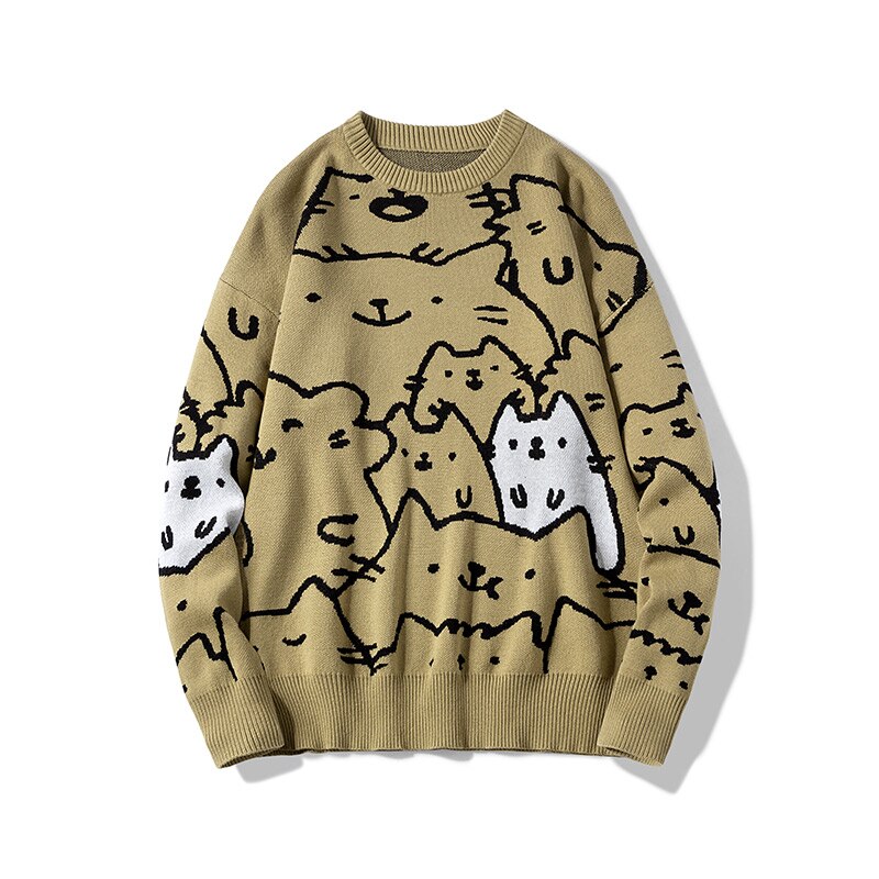 Pull rétro avec chat