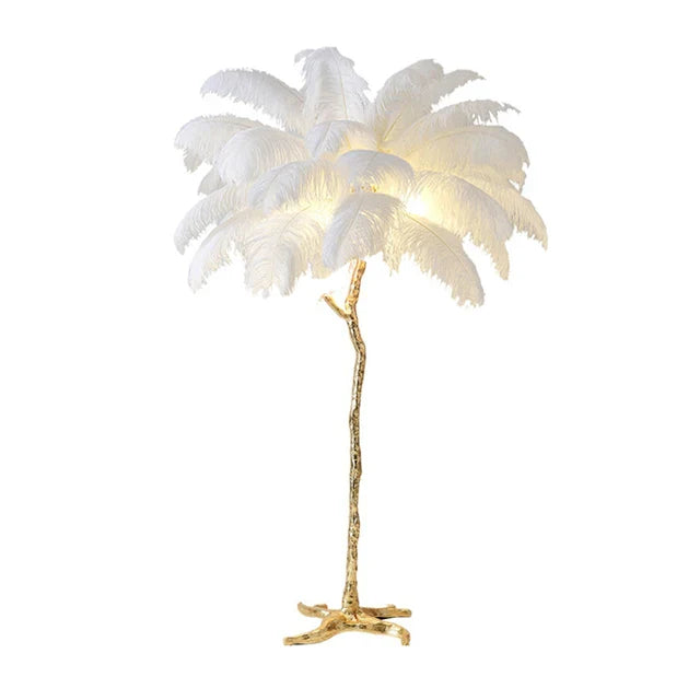 Lampadaire en plumes d'autruche