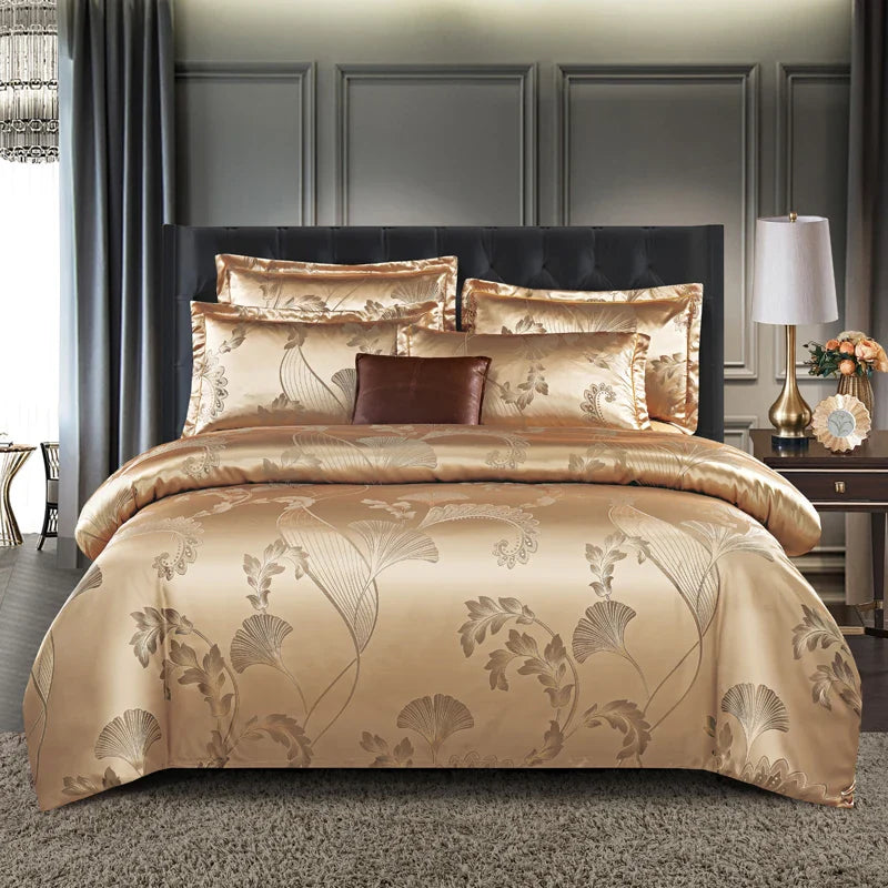 Wostar Copripiumino jacquard in rayon satinato 220x240 Set copripiumino estivo per letto matrimoniale di lusso