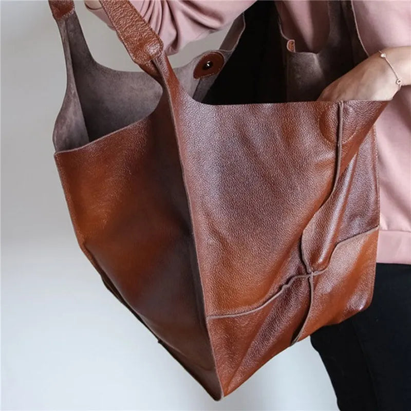 MILLICENT | OVERSIZED LEDEREN TOTE BAG