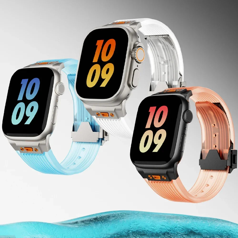 Bracelet de montre en silicone transparent RM pour Apple Watch