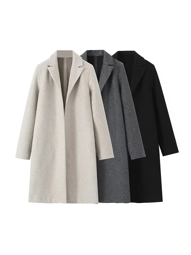 Maya: Wool Blend Long Autumn/Winter Coat/Jacket