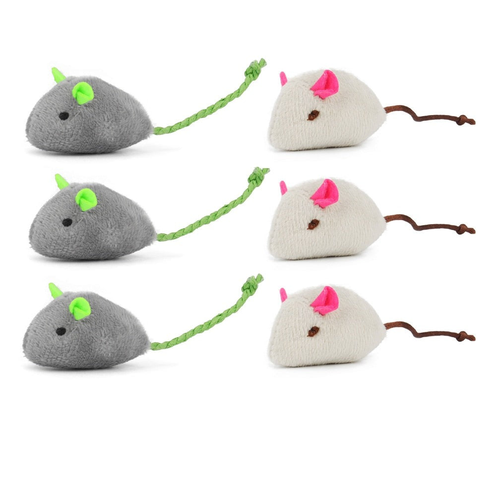 Lot de 6 souris en peluche avec herbe à chat