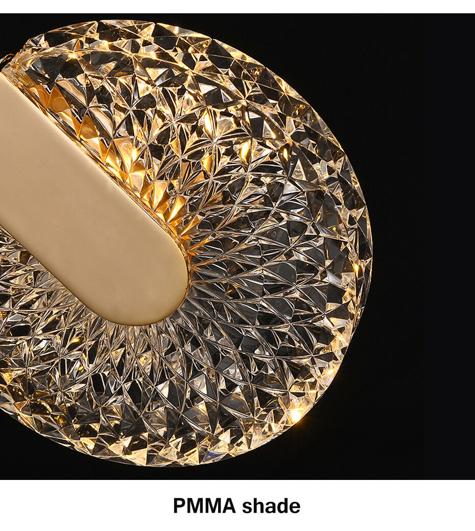 DUN Luxe gouden led-hanglamp ronde kristallen hanglamp