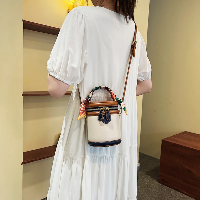 Chic Cylinder Bucket Bag til kvinder - Trendy Crossbody & One-Soulder Style