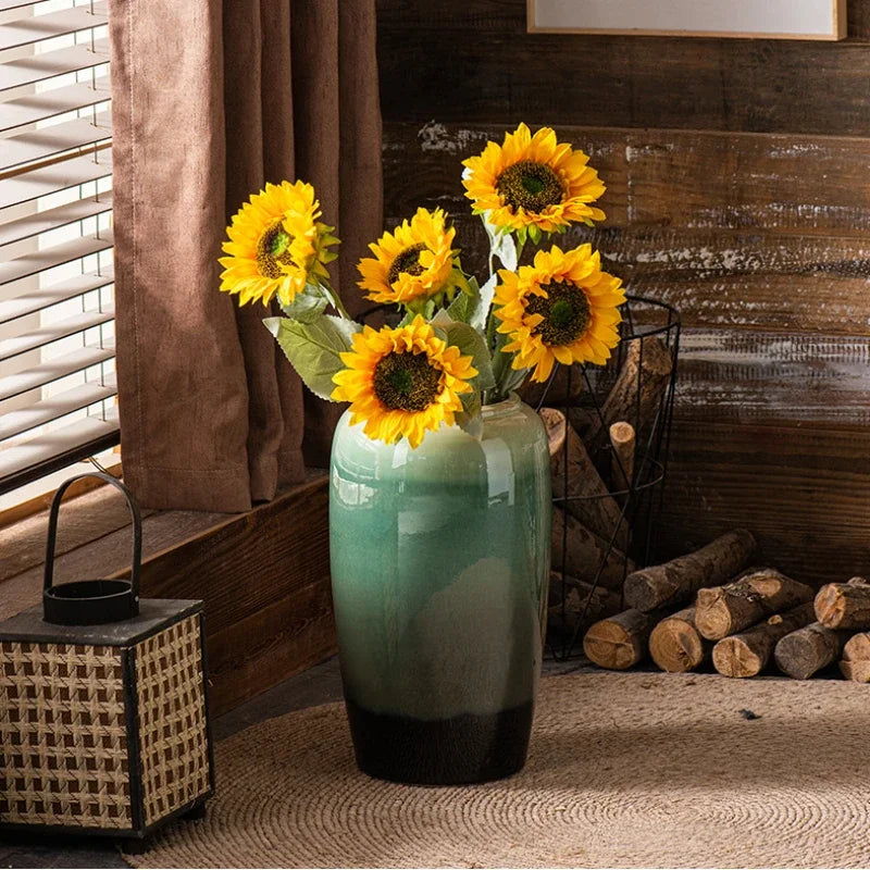 Design Grand Vase Vintage Hohe Boden Zylinder Pflanze Blumen Vasen Luxus Jarrones Decorativos Moderno Nordic Stil Wohnkultur