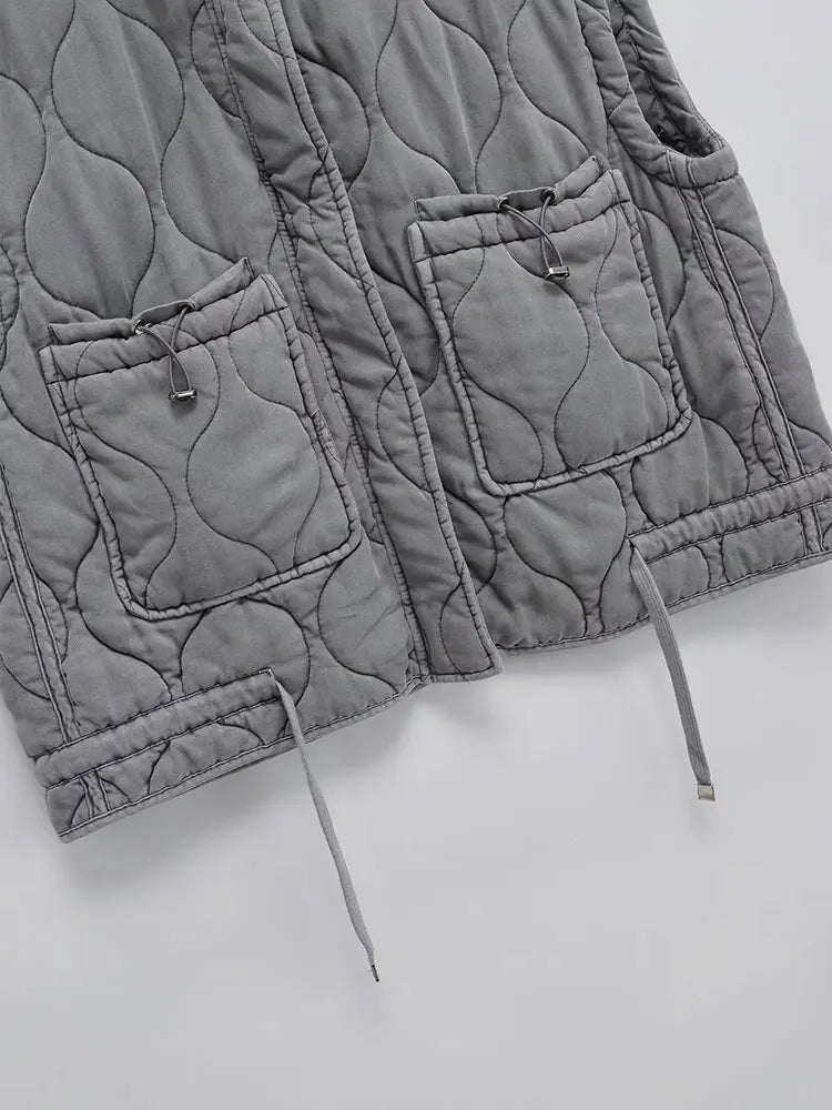 Mia Damen leichte ärmellose Jacke Weste – Herbst Winter lässig mit Taschendetail