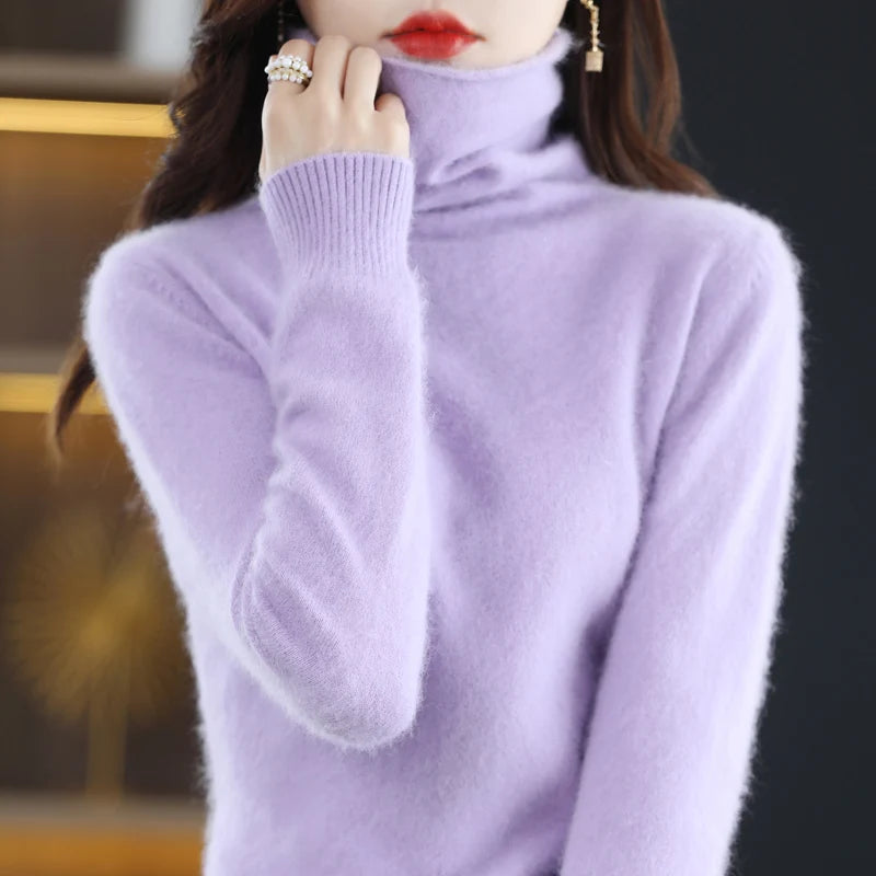 Lavorazione a maglia giapponese: maglione a collo alto in 100% cashmere - Pullover ampio da donna per l'autunno/inverno