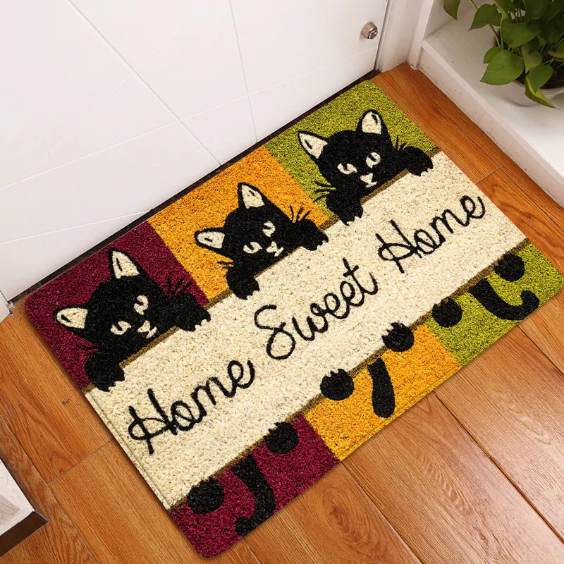 Paillasson Home Sweet Home Chats Mignons – Tapis d’entrée adorable et antidérapant