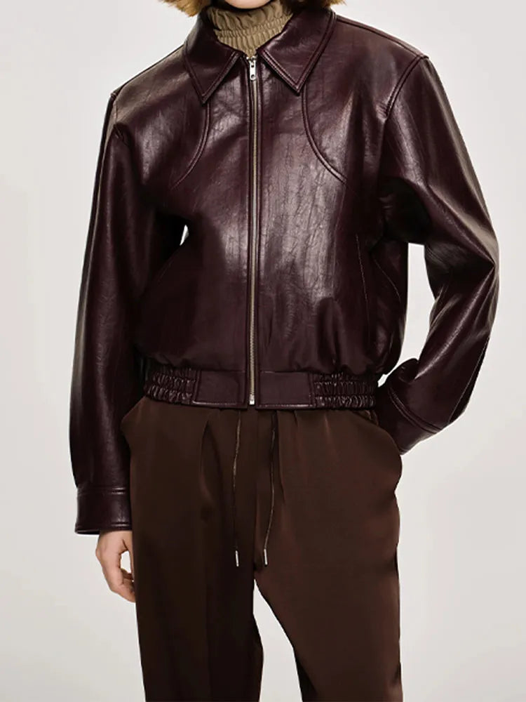 Clara: Vintage Zipper Leather Jacket