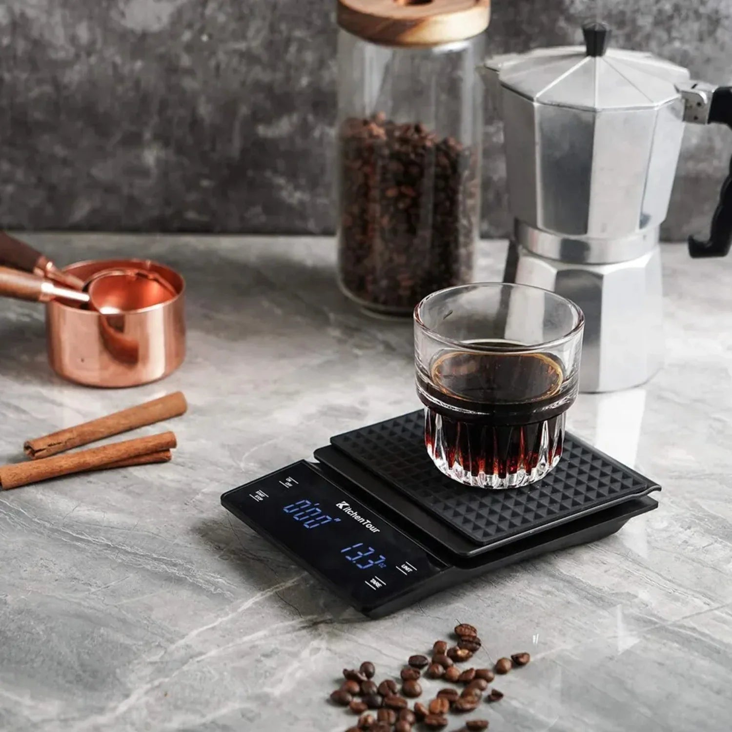 Multifunctional Digital Coffee Scale with Timer – High-Precision LCD Display for Pour Over, Drip, and Espresso Brewing