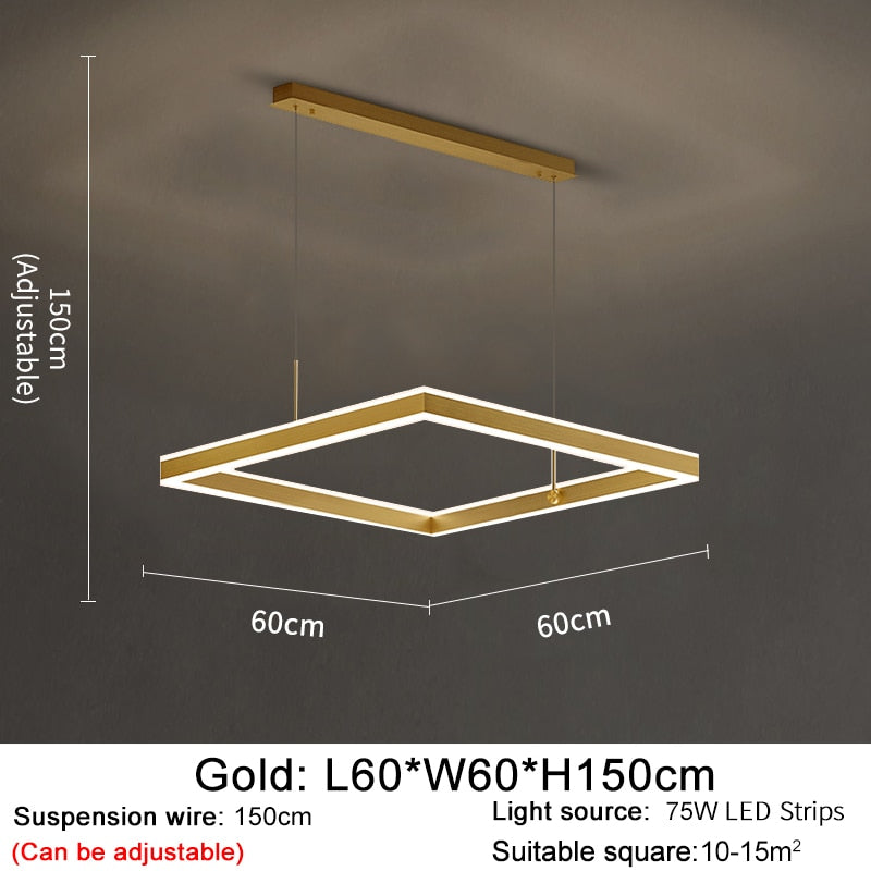 YLK Kare - Moderne led lysekrone for stue luksus kvadratisk design