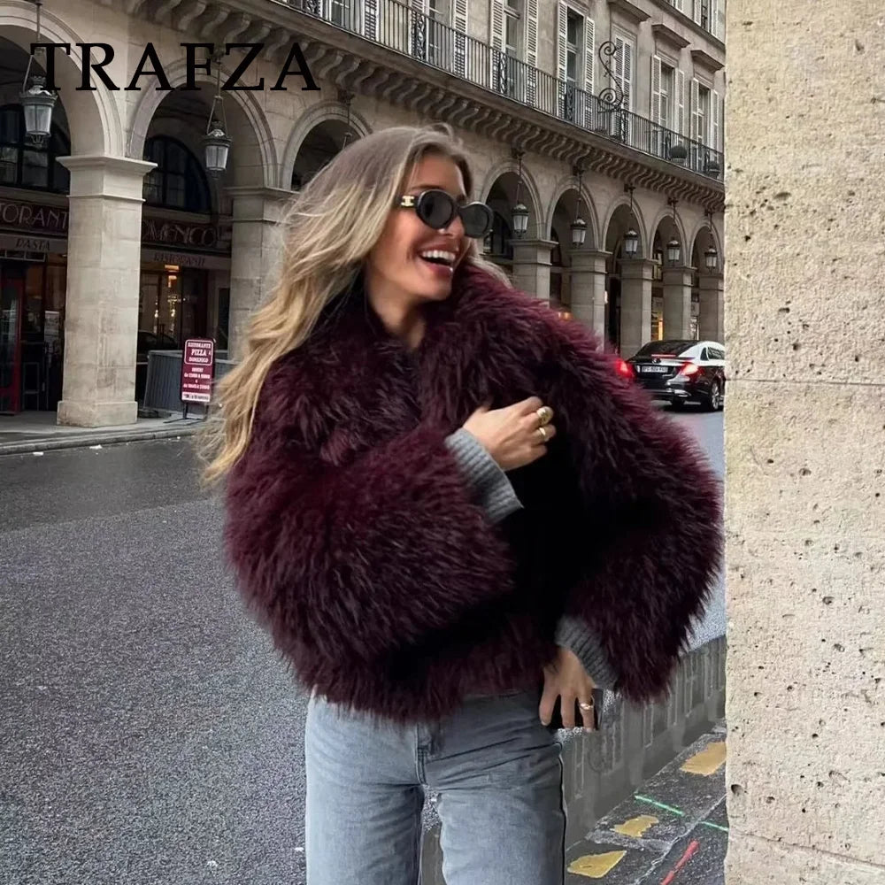 Evelyn Jacket - Casual Faux Fur Oversized jakke til efterår/vinter