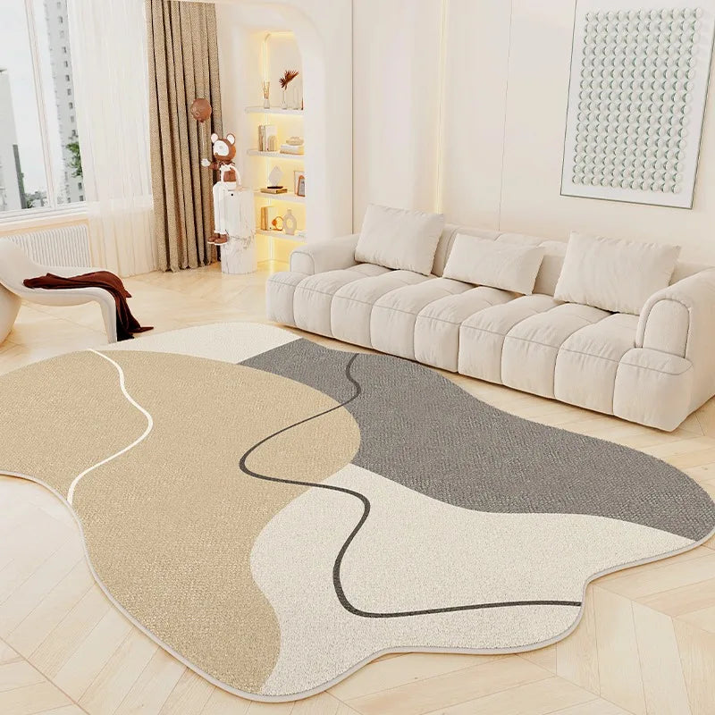 Tapis doux et moelleux en forme irrégulière Winnie – Tapis antidérapant pour salon et chambre cozy