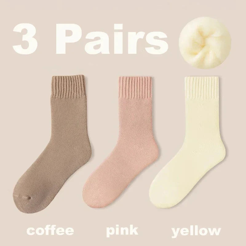 Chaussettes en Laine Douces pour Femmes - Ensemble de 3 Paires