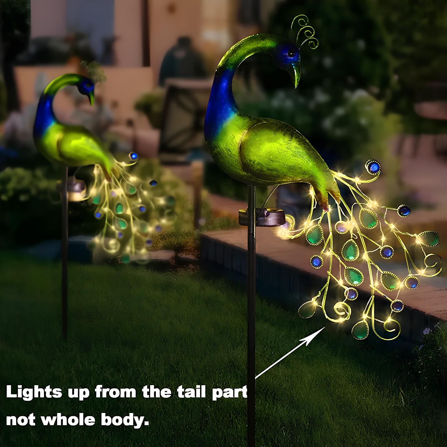 Peacock LED Solar Powered Light Waterproof Fairy Garden - Lawn Lights