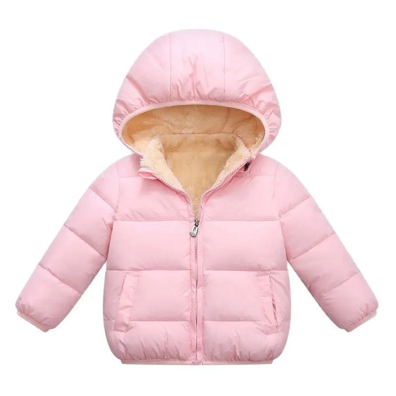 Veste d'hiver à capuche confortable pour enfants – Manteau épais en mélange de coton et de laine pour garçons et filles