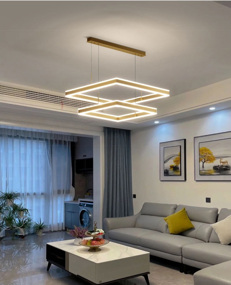 YLK Kare - Moderne led lysekrone for stue luksus kvadratisk design