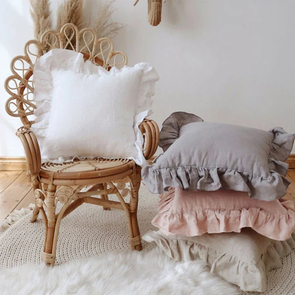 Soft Ruffled Pure Linen Cushion & Pillowcase Covers - 11 Colours, Various Sizes