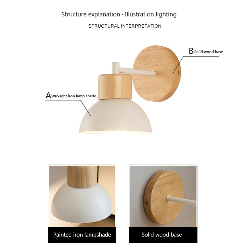 Nordic houten wandlamp