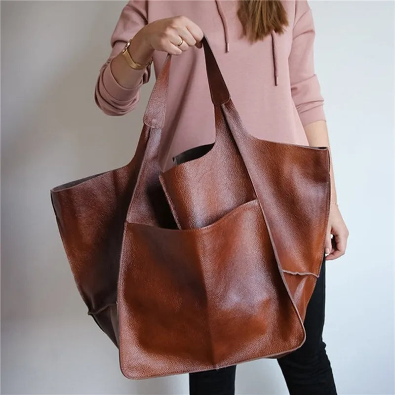 MILLICENT | OVERSIZED LEDEREN TOTE BAG