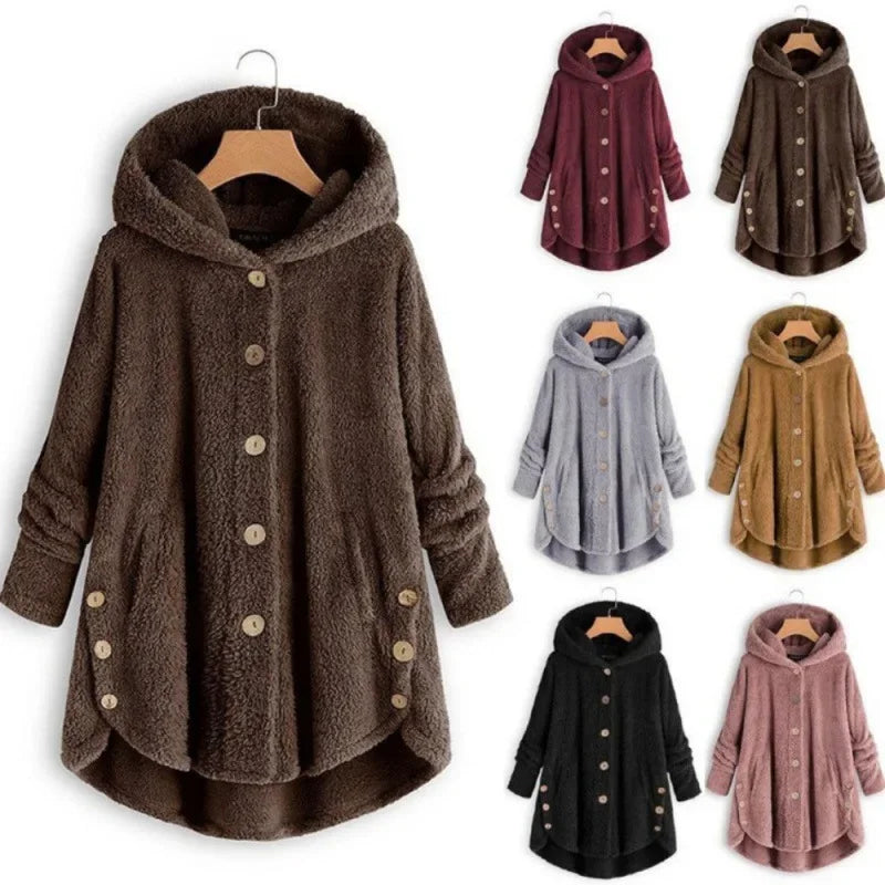 Martha Cozy Autumn Winter Plush Hooded Teddy Coat