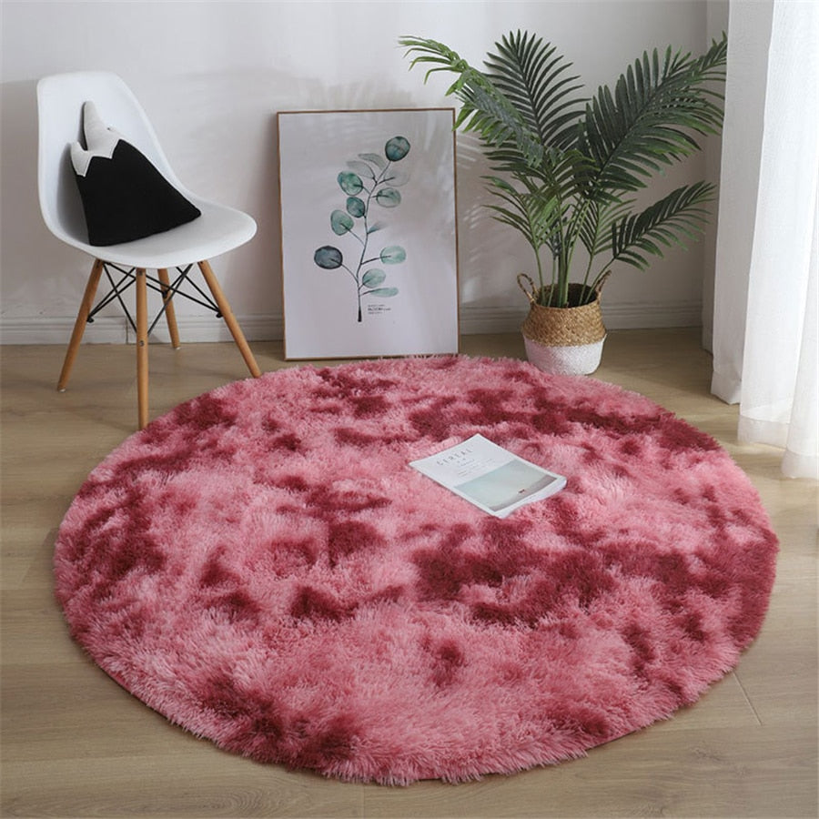 Tapis rond doux et moelleux