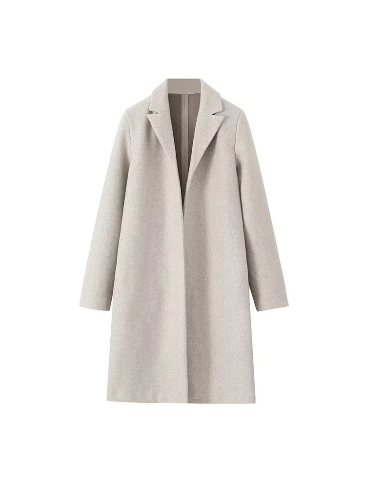 Maya: Wool Blend Long Autumn/Winter Coat/Jacket