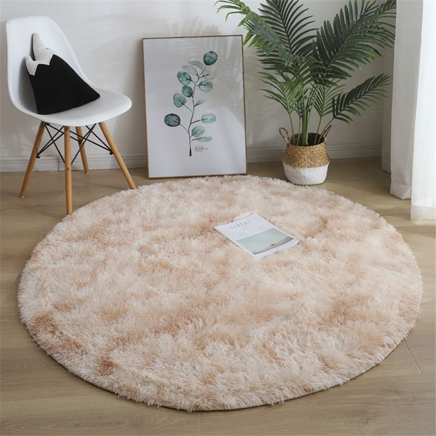 Tapis rond doux et moelleux