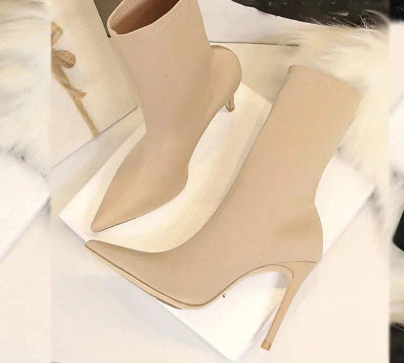 Kai Luxe: Bold Pointed Toe High Heel Ankle Boots