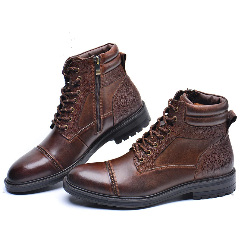 Botas de piel auténtica para hombre para otoño e invierno