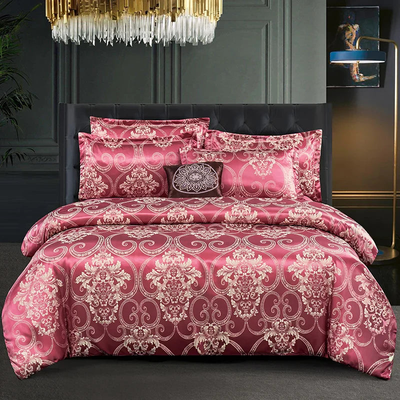 Wostar Copripiumino jacquard in rayon satinato 220x240 Set copripiumino estivo per letto matrimoniale di lusso