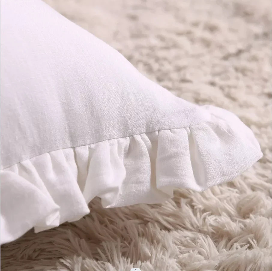 Soft Ruffled Pure Linen Cushion & Pillowcase Covers - 11 Colours, Various Sizes