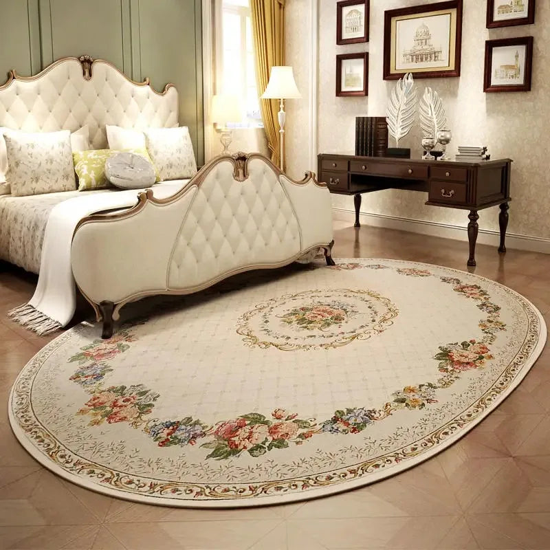 Sara Elegant Floral Rug – European Style Plush Carpet for Living Room & Bedroom