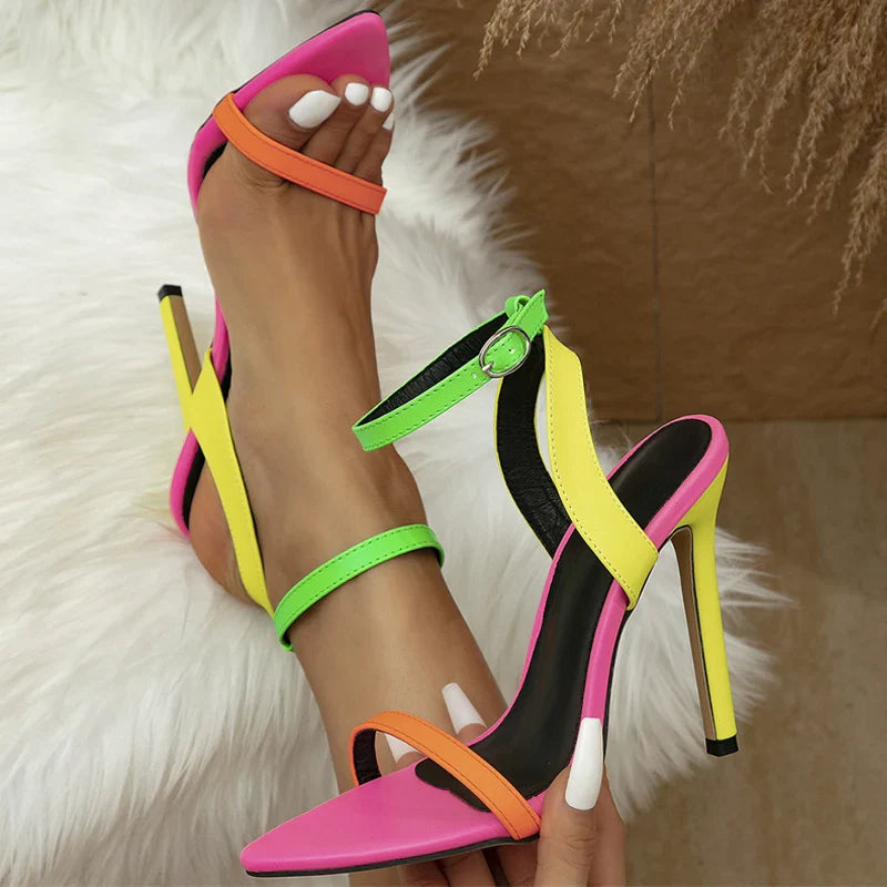 Neon Nights Regenboog Stiletto Hakken